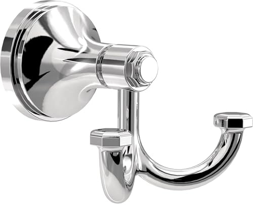 Franklin Brass Woodruff (1-Pack) Towel Hooks Polished Chrome Double Bathroom J Hooks Wall Mounted for Robes & Towels Hand Towel Hook Holder Kitchen, Bathroom Accessories WDRF35-PC