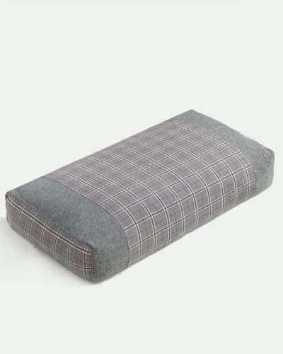 EDMILE Buchweizenkissen zum Schlafen, verstellbares kühlendes Nackenkissen für Rückenseitenschläfer, Buchweizenschalen, Nackenstützkissen mit waschbarem Bezug, 50,8 x 25,4 cm, Grau