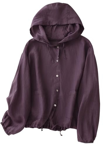 RLEHJN Femme Veste Anti-UV À Capuche Rashguard À Manches Longues Vestes Décontracté De Couleur Unie Vêtements UV Femme Léger Veste De Sport Haut Mince Avec Fermeture Éclair Et Poches