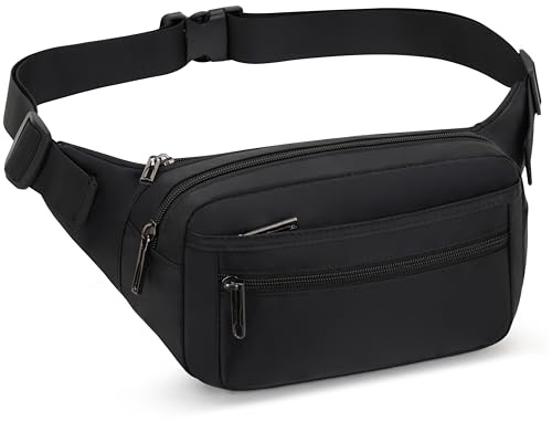 GERIINEER Bumbag Fanny Pack Large Size for Women Men Waterproof with 5 Zipped Pockets
