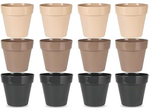 ParENCE – Juego de 12 macetas y esquejes – Mezcla de Colores – Ideal para Plantas pequeñas, esquejes o Hierbas aromáticas – Maceta de PP Resistente – Interior o Exterior
