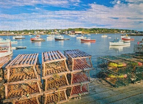 500 pcs Puzzle for Adults Jigsaw Puzzles Hard Challenging Difficult Family Cool Large Maine Fishing Village Puzzles for Adults