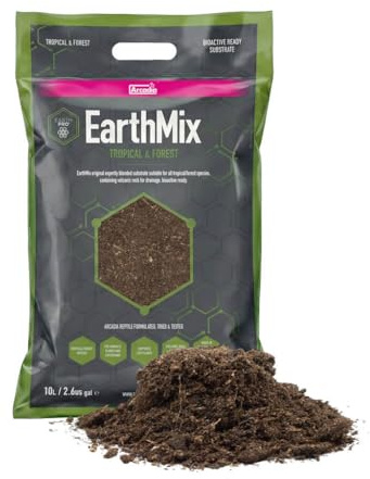Arcadia EarthMix Tropical & Forest 10L Bioactive Substrate. Nutrient-Rich, Peat-Free Terrarium Soil for Rainforest Reptiles, Amphibians & Invertebrates. Supports Live Plants & Bioactive Systems
