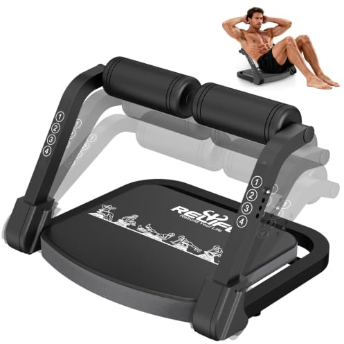 RELIFE REBUILD YOUR LIFE Appareil de musculation abdominale pour la maison, appareil pliable et 3 niveaux de résistance, abdominaux, jambes, fessiers (gris)