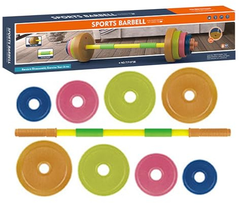 Haltères pour - Matériau PP - Kit de poids pour - Haltères longues junior - Jouet d'haltérophilie - Barre d'haltères réglable en plastique pour exercices de fitness et de musculation