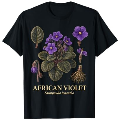 African Violet Saintpaulia Ionantha Vintage Plant Study T-Shirt