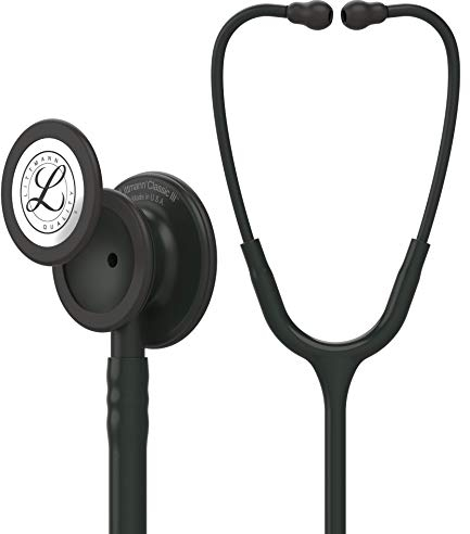 3M™ Littmann® Classic III™ Stethoskop zur Überwachung mit Kostenlos Lasergravur (Schwarz - Mattschwarz - 5803)