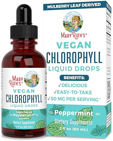 MaryRuth's Chlorophyll Liquid Drops | Clean Label Project Certified® | Vegan | Non-Diluted Liquid Chlorophyll| Mulberry Derived Supplement for Ages 14+ | Non-GMO | Delicious Minty Flavor | 2 Fl Oz