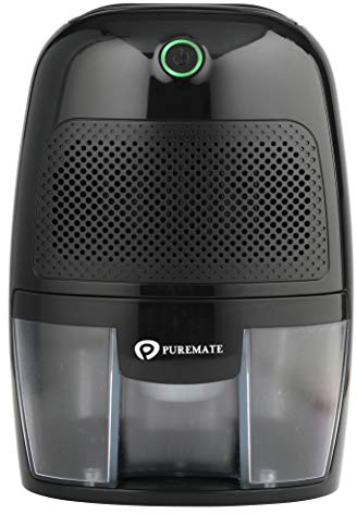 PureMate Dehumidifier 600ml Compact and Portable Mini Air Dehumidifier for Damp, Mould, Moisture in Home, Kitchen, Bedroom, Bathroom, Caravan, Garage Office, Basement - Black