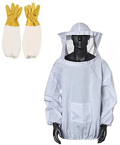 Combinaison d'apiculteur en Coton Naturel Veste avec Voile Manteau Combinaison d'apiculteur parent-enfant Outils de protection de l'apicultur (Taille unique)