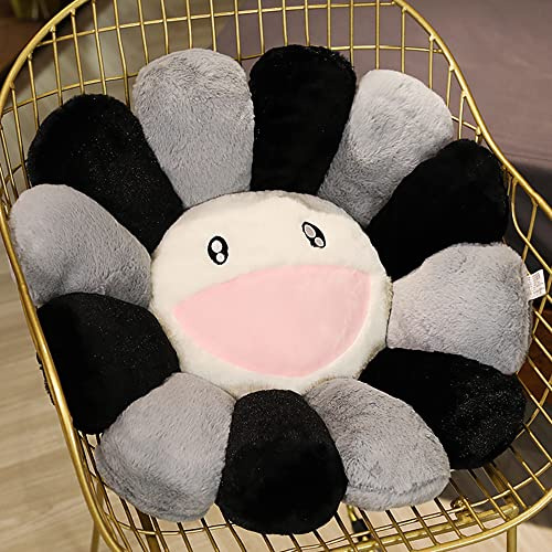 Zinsale Carino Cuscino da pavimento floreale Decorativi Cuscino Fiore Indie Room Decor Girls Peluche farcito per bambini Lettura Guardare la TV Camera da letto (Nero Grigio, 60CM)