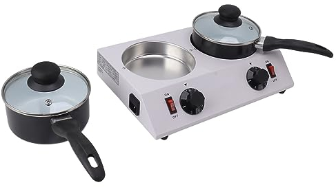 Elektrische Schokoladenschmelzmaschine, Schmelzmaschine aus Aluminium Lebensmittelgrade Schokoladenschmelzer, 2 Tanks Elektrischer Tempering Topf (EU-Stecker 220 V)