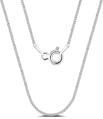 EPHSUNA 925 Sterling Silver 1 mm Curb 16 18 20 22 24 26 28 30 Inch Chain Necklace (20)