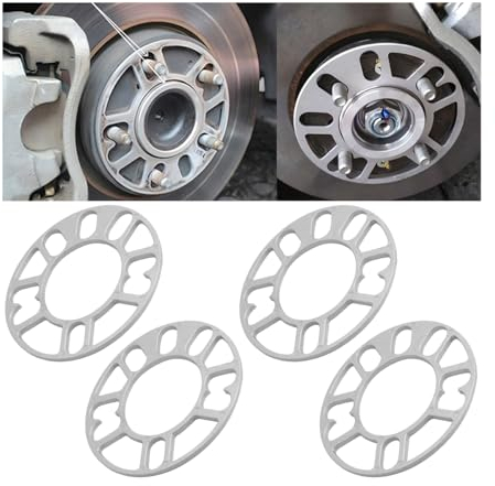 JNNJ 4 Pieces Universal Rim Spacers, Aluminum Alloy Wheel Spacers Shims Plate Universal Replacement, Modified Widened Wheel Hub Gaskets, Fit for Auto Wheel Preventing Tire Rubbing(5mm)