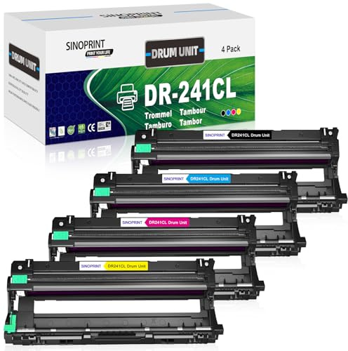 SINOPRINT DR-241CL Drum Unit Compatible with Brother DR241CL DR241 for Brother MFC-9330CDW Brother DCP-9020CDW MFC 9340CDW MFC-9140CDN HL-3140CW HL-3150CDW HL-3170CDW DCP-9015CDW, 4 Pack
