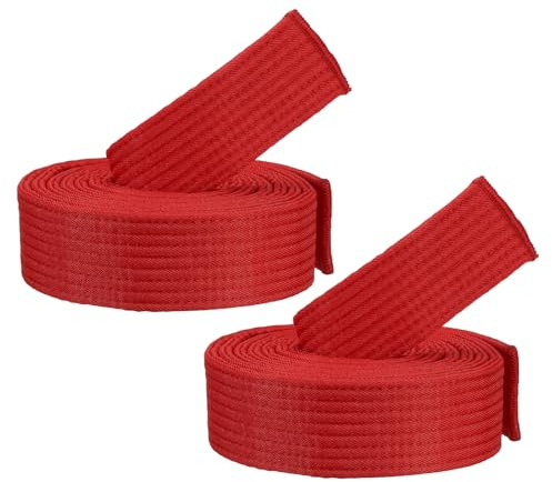 PATIKIL Cinturones de Rango de Taekwondo de Colores, Paquete de 2 Cinturones de Rango de Artes Marciales de Poliéster de 1.6 x7.2FT para Enseñanzaes, Rojo