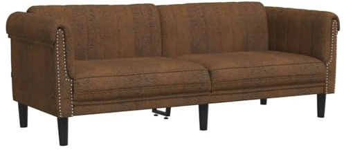 vidaXL Sofa 3-Sitzer Couch Loungesofa Polstersofa Wohnzimmer Sitzmöbel Wohnzimmermöbel Dreisitzer Loveseat Braun Kunstleder Wildlederimitat