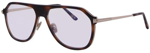 Tom Ford FT5943-B 056 Herren-Brille, braun/einfarbig/blauer Block, Vollrand, 56 mm, Helles Braun, 56-15-150