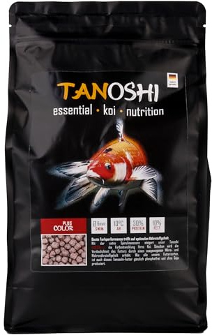 Tanoshi Color Plus Nourriture pour carpes koï - 6 mm - 1,2 kg - Nourriture principale flottante pour un développement intense des couleurs grâce à la spiruline avec astaxanthine naturelle - À partir