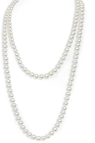NHQZ Collier Perle Femme Fantaisie 1920 - Long en Perles d'Imitation Tendance de Style pour Mariage Fiançailles 150 cm, 1 Pièce
