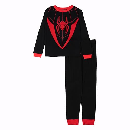 Spiderman Boys' 2-Piece Snug-fit Cotton Holiday Pajama Set, Soft & Cute for Kids, MILES UNIFORM, 6