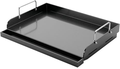 Utheer 17 x 13 Nano-Ceramic Nonstick Griddle for Gas & Charcoal Grills – Universal Flat Top Griddle with Grease Groove/Reinforced Ridges/High Sidewalls, Perfect for Healthy Cooking,Parties & Camping