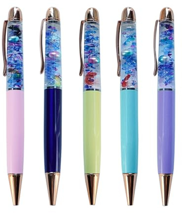 Sikyby Koi Fish - Penna in vetro smaltato 3D con liquido per scrittura e diario, per donne, uomini, bambini, set di 5 penne