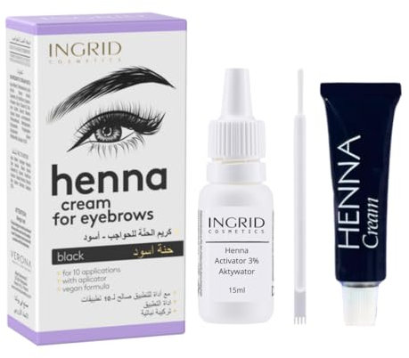 Kit di Colorazione Semipermanente per Sopracciglia, Tinta per Sopracciglia Risultato Naturale, Crema Henna Formula Vegan Dura Fino a 4 Settimane (NERO)