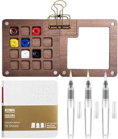 Cuaderno Acuarela Cuaderno de Viaje mini Palette Mini Paleta de acuarela Portátil con Clip Paleta de Acuarela Portátil Mini Acuarelas portátiles Pocket Artist Watercolor Travel Set