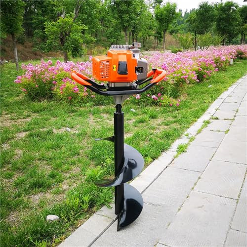 Tousiyra Taladro De Tierra Ahoyador Gasolina 63cc, Motor De 2 Tiempos,Taladro De Gasolina con 1 Brocas De 7.8in Pulgadas, Taladro De Tierra para Jardín