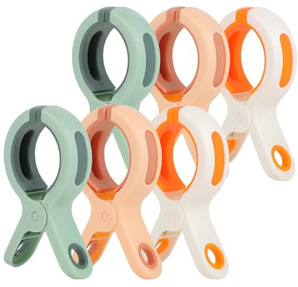 6x Porta Mollette Bucato - Mollette Bucato - Ferma Lenzuola, Plastica Resistente, Antiscivolo e Durevoli, Ideali per Casa, Spiaggia e Campeggio (10.6x6x2.2cm) (Blu e Bianco)