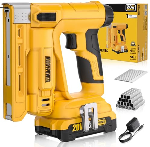 ALLOYPOWER 3/8''Crown Stapler, 18 Gauge 2 in 1 Cordless Brad Nailer/Electric Stapler with 2.0AH Battery & Charger, Nail Gun Battery Powered with 2,000PCS Staples and Nails for Upholstery & Family DIY