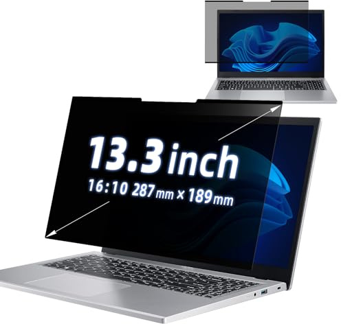MokaZii Filtro de privacidad de nanoadsorción para Portátil de 13.3 Relación de Aspecto 16:10, Removible Anti Reflejo Luz Azul Laptop Privacy Portátil Protector Compatible con Pantallas táctiles