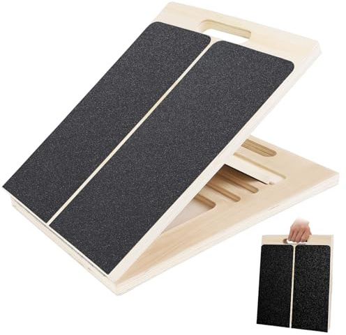 Slant Board for Calf Stretching, Adjustable Wooden Incline Board with Anti-Slip EVA Base, 300LB Capacity Portable Calf Stretcher for Physical Therapy, Squats, Ankle & Heel Support at Home/Gym