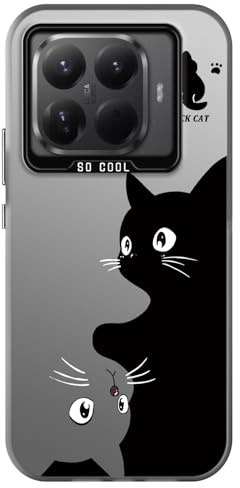 YUXING Fodral till Xiaomi 15T Pro 5G med blomma djur graffiti konst mönster design svart bakskydd smal tunn stötsäker stötfångare skyddsfodral, katt