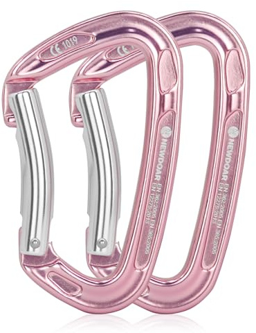 NewDoar Dégaines en Aluminium Droites/Coudées Express Set 24KN légères avec système de Verrouillage Keylock, pour l'escalade Alpine, Sportive et Traditionnelle