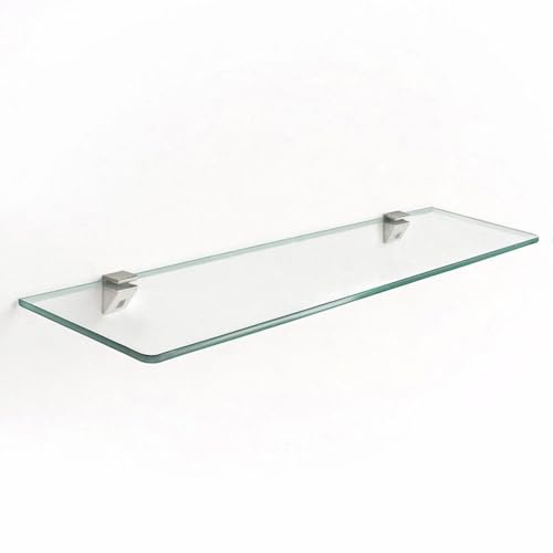 Tulup Tablette en Verre pour Salle de Bain et Cuisine 50x13 cm pour Cosmétiques et Ustensiles de Cuisine Rectangulaire Transparent Style Moderne Montage Mural avec Support Épaisseur 6 mm Durable