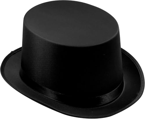 TrendandStylez Bunter Zylinder Hut – Satin Zylinder in vielen Farben für Karneval, Show & Kostüm | Unisex Partyhut Zirkus (Schwarz)