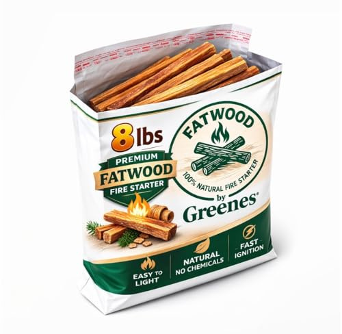Greenes Fence Fatwood Fire Starter – 8 LB Bag – 100% Natural Pine Resin Kindling – Chemical-Free All-Weather Fire Starting Sticks for Fireplaces, Campfires, Wood Stoves & Grills
