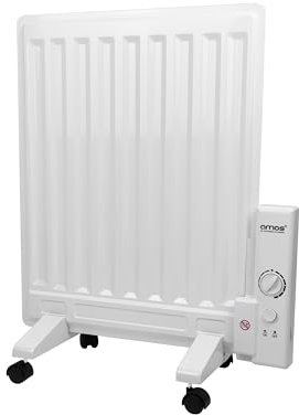 AMOS® 400W Energy Efficient Free Standing Oil Filled Panel Radiator with Adjustable Temperature Thermostat Compact Slim Home Office Electric Heater