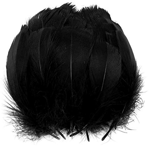 Bogoro Schwarze Federn – DIY Hochzeitsdekoration, Kostümschmuck & Party Accessoires Schwarze Federn Verzierung für Hut, Kostüm & Hochzeit – 100 Stück DIY Deko Accessoire