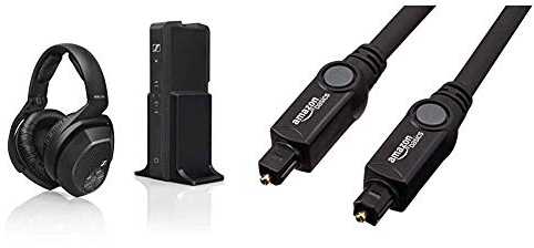 Sennheiser RS 175-U Over-Ear Funkkopfhörer HiFi Surround Sound, schwarz & Amazon Basics Toslink Optisches Digital-Audiokabel, 3 m