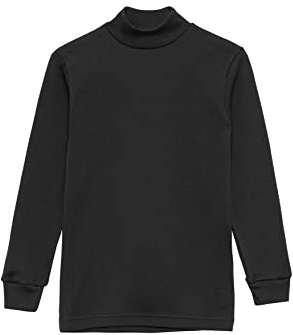 Camiseta termica Interior Niños Cuello Medio Alto Semi Cisne Manga Larga Colores Lisos (Negro, 4 años)