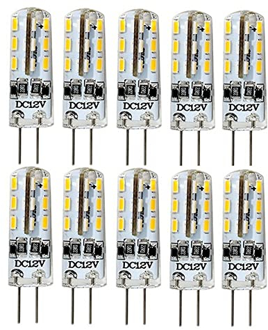 ShuoHui 10x G4 LED Lampen, 1,2W 24 SMD Birnen, Warmweiß 3000K, Ersatz für 10W Halogenlampen, 120 LM G4 LED Leuchmittel, LED Mini Glühlampe nicht…