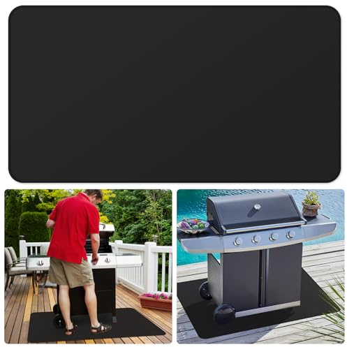 FLASLD Grillmatta, 81 x 152 cm grillmatta under skrivbord, dubbelsidiga brandsäkra oljesäkra mattor för eldstad, grillmattor för utomhusgrill, öppen spis, rökare, grill