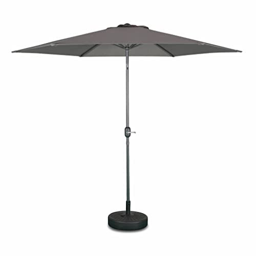 Alice's Garden - Parasol droit rond Ø300cm - Touquet Gris - mât central en aluminium orientable et manivelle d'ouverture