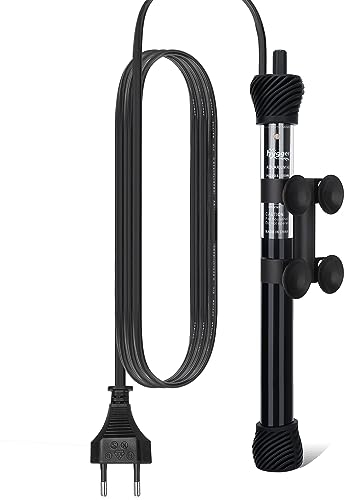 Hygger Calentador de Acuario, 50W Calentador de Ttermostato Sumergible para Pecera con Perilla de Ajuste Ventosa para Agua Salada Agua Dulce de Coral Betta Pequeño