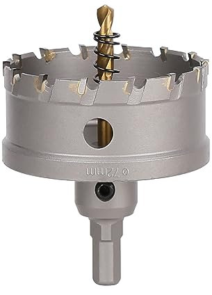 Vearter 72mm Hartmetall Lochsäge, TCT Lochbohrer Bohrer mit Zentrierbohrer, Hartmetallbohrer für Metall, Edelstahl, Baustahl, Aluminium, Kupfer, Eisen, Kunststoff, Glasfaser