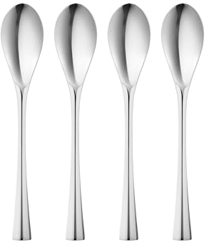 Georg Jensen Cobra Dessertlöffel – spülmaschinenfest und rostbeständig – langlebiges, poliertes, hochglanzpoliertes, rutschfestes Besteck – 4er-Pack