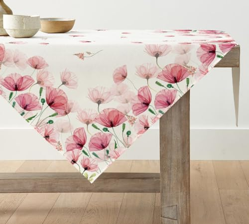 Artoid Mode Klatschmohn Blatt Frühling Tischwäsche, Saisonnal Sommer Küche Tisch Dekoration Drinnen Urlaub Party Dekor 85x85 cm
